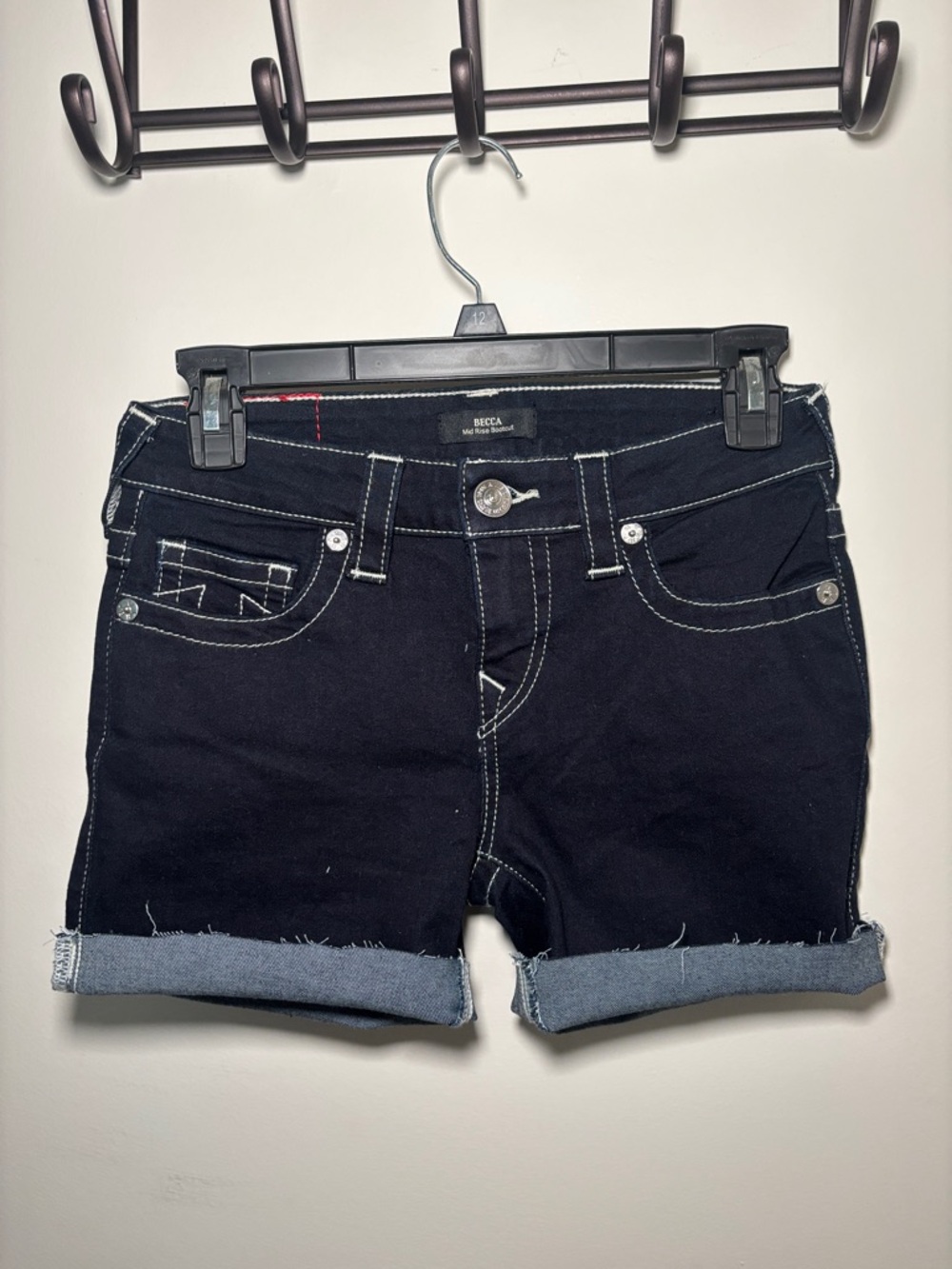 True Religion Black Denim Cuffed Women's Shorts